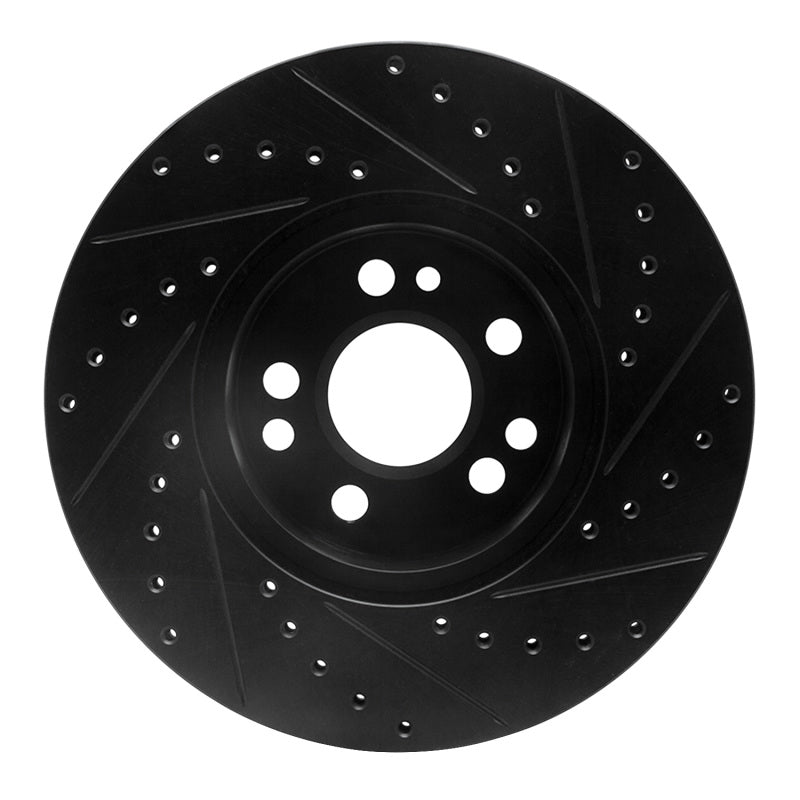 R1 91-99 Mercedes-Benz 300SD Front Left Drilled & Slotted Black Brake Rotor