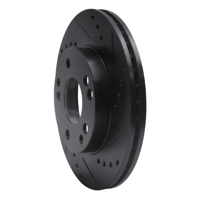R1 87-93 Mercedes-Benz 190D Front Right Drilled & Slotted Black Brake Rotor