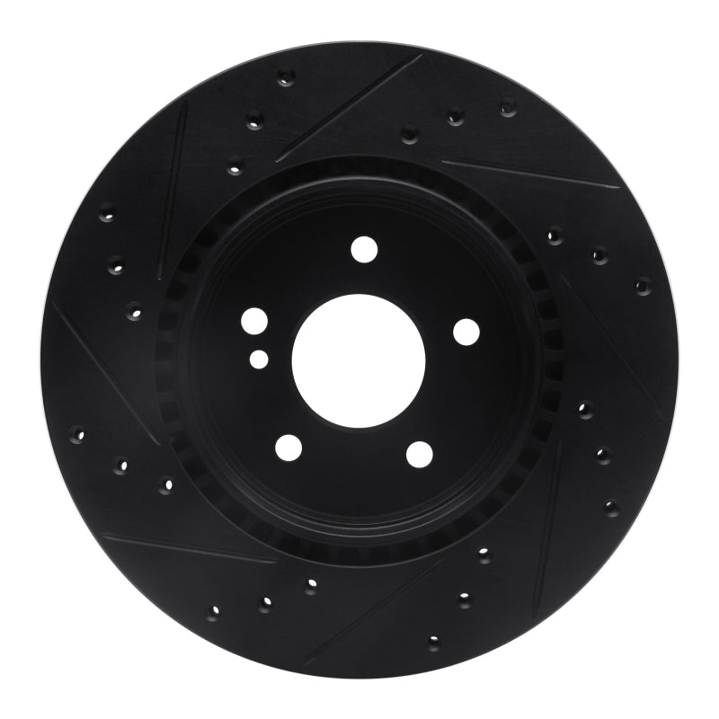 R1 98-09 Chrysler Crossfire Rear Right Drilled & Slotted Black Brake Rotor