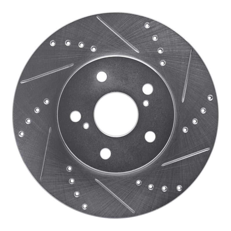 R1 02-15 Lexus IS250 Front Right Drilled & Slotted Silver Brake Rotor