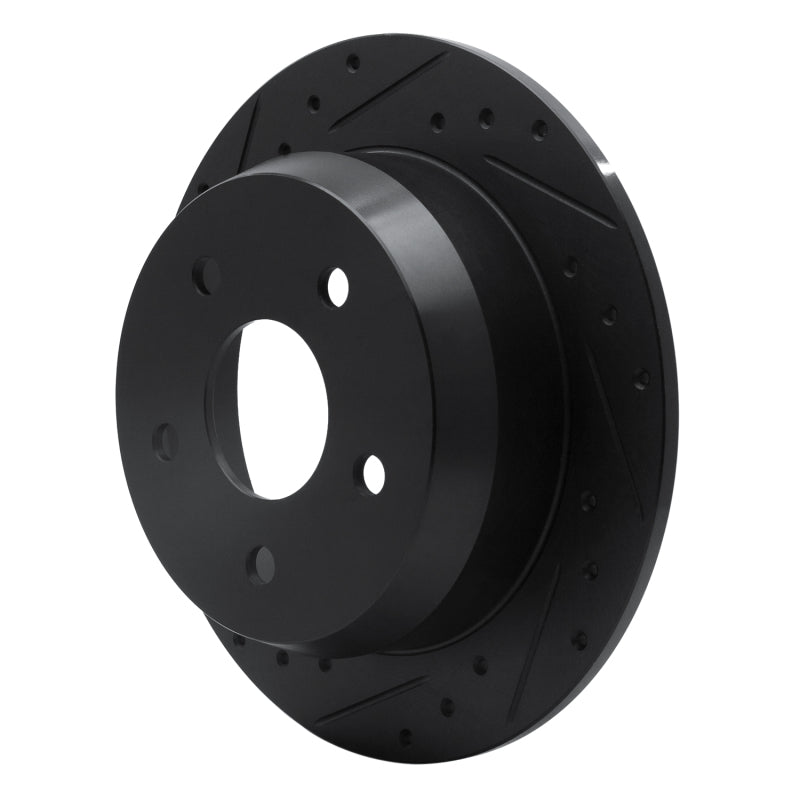 R1 99-04 Jeep Grand Cherokee Rear Left Drilled & Slotted Black Brake Rotor
