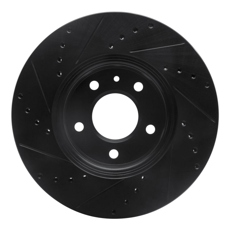 R1 13-25 Cadillac CT4 Front Right Drilled & Slotted Black Brake Rotor