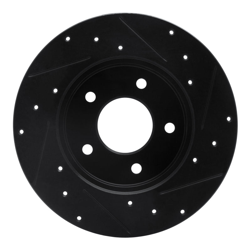 R1 92-05 Buick LeSabre Rear Left Drilled & Slotted Black Brake Rotor
