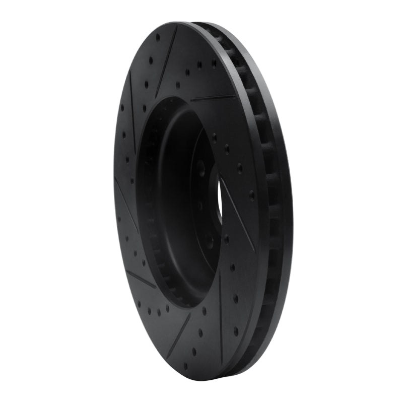 R1 14-20 Cadillac CT6 Front Right Drilled & Slotted Black Brake Rotor