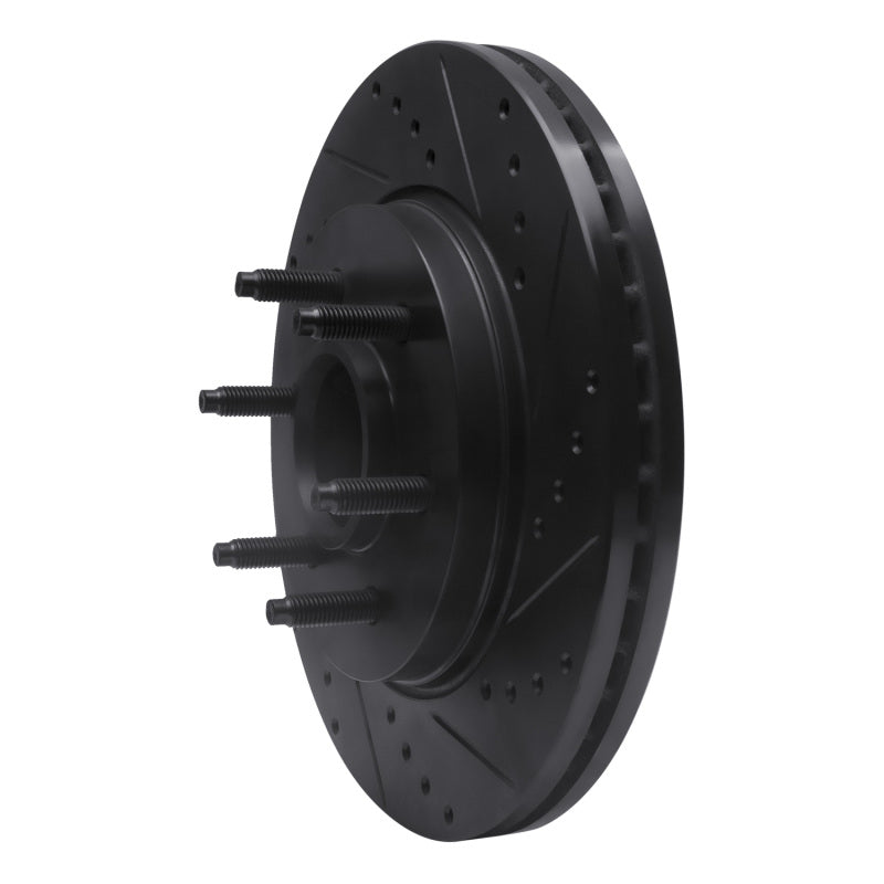 R1 04-08 Ford F-150 RWD Front Right Drilled & Slotted Black Brake Rotor