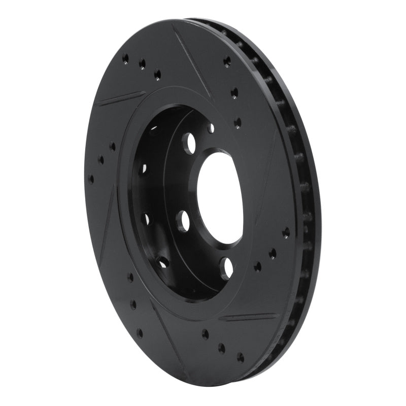 R1 00-06 Audi TT Quattro Rear Left Drilled & Slotted Black Brake Rotor