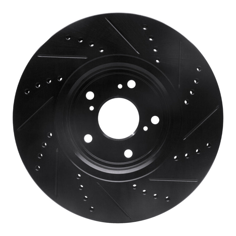 R1 16-22 Acura ILX Front Left Drilled & Slotted Black Brake Rotor