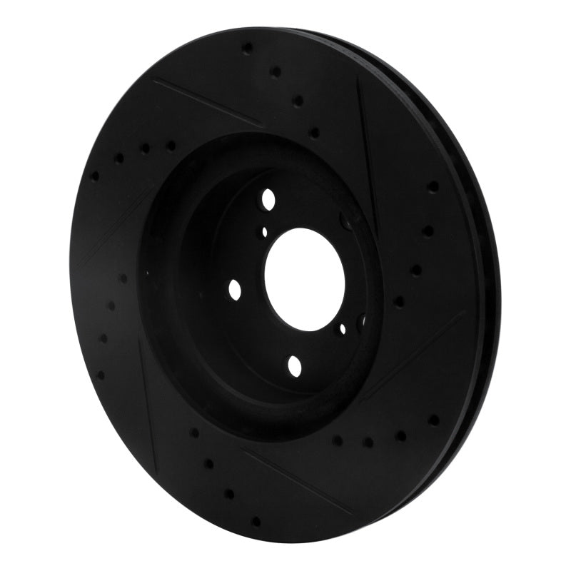 R1 17-23 Subaru Impreza Front Left Drilled & Slotted Black Brake Rotor