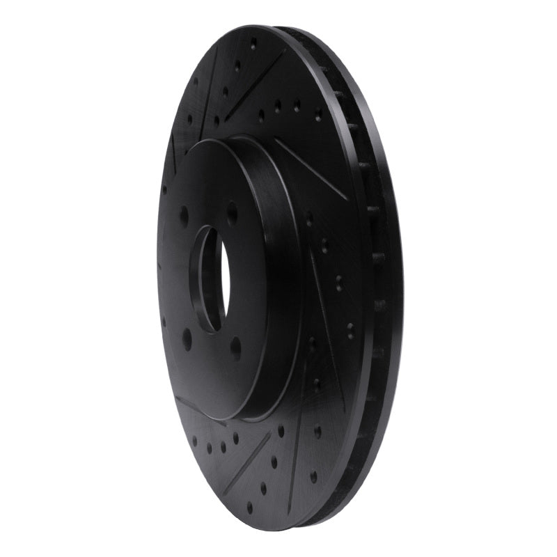 R1 02-04 Ford Focus Front Left Drilled & Slotted Black Brake Rotor