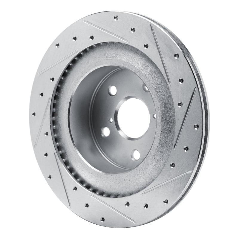 R1 21-22 Lexus RC350 Rear Left Drilled & Slotted Silver Brake Rotor