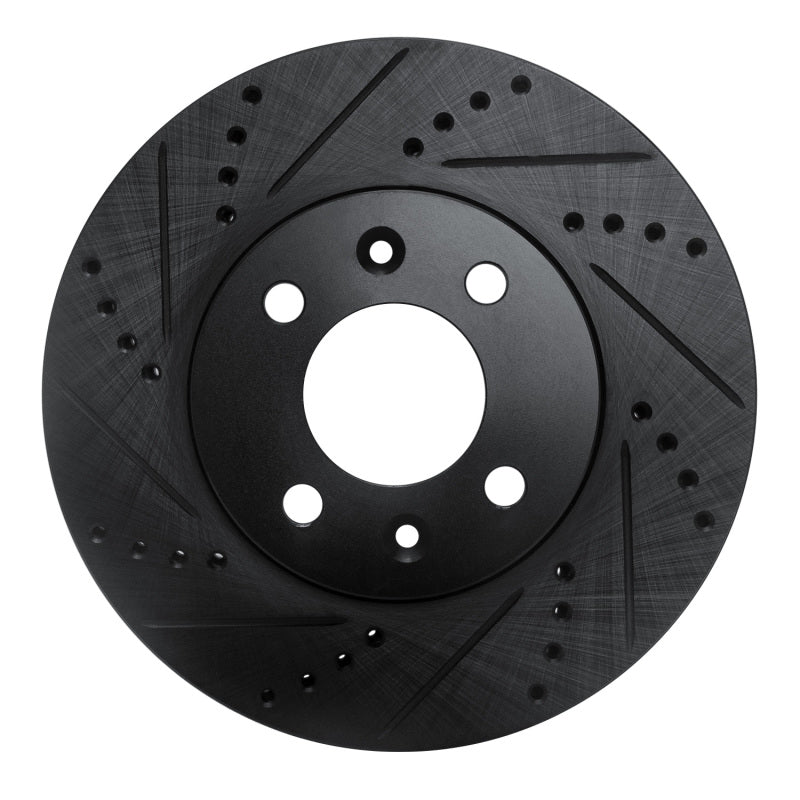 R1 88-98 Saab 9000 Front Left Drilled & Slotted Black Brake Rotor