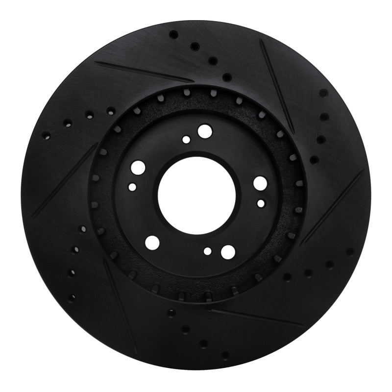 R1 04-11 Mitsubishi Grandis (Mexico) Front Left Drilled & Slotted Black Brake Rotor
