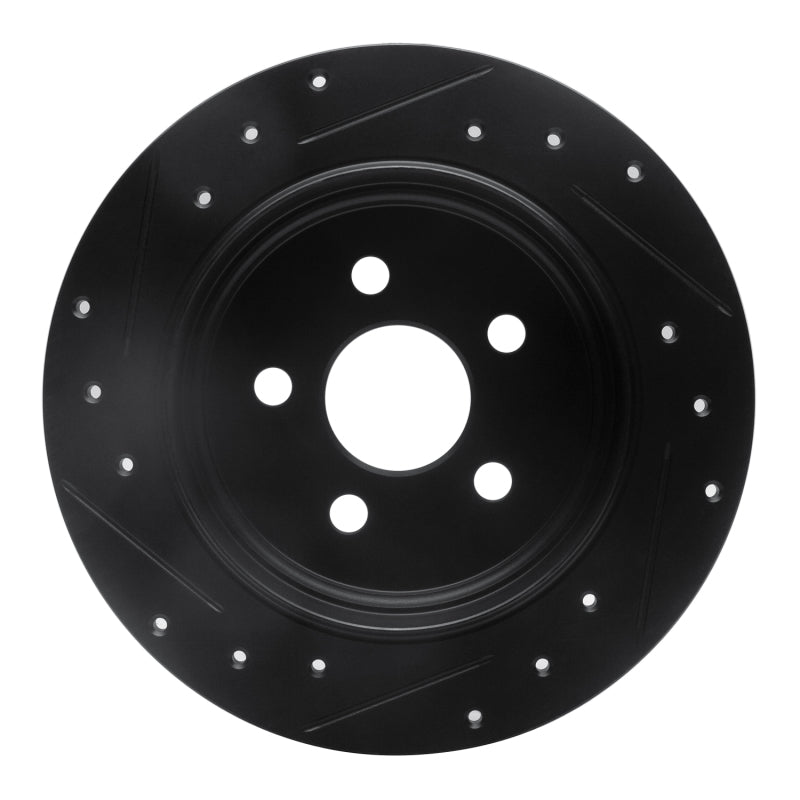 R1 03-10 Chrysler PT Cruiser Rear Right Drilled & Slotted Black Brake Rotor