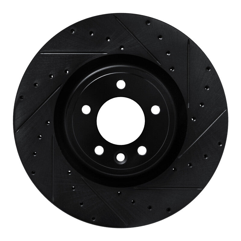 R1 18-24 Land Rover Range Rover Front Right Drilled & Slotted Black Brake Rotor