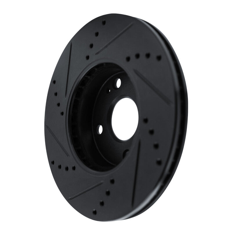 R1 16-25 Mazda 2 (Mexico) Front Right Drilled & Slotted Black Brake Rotor