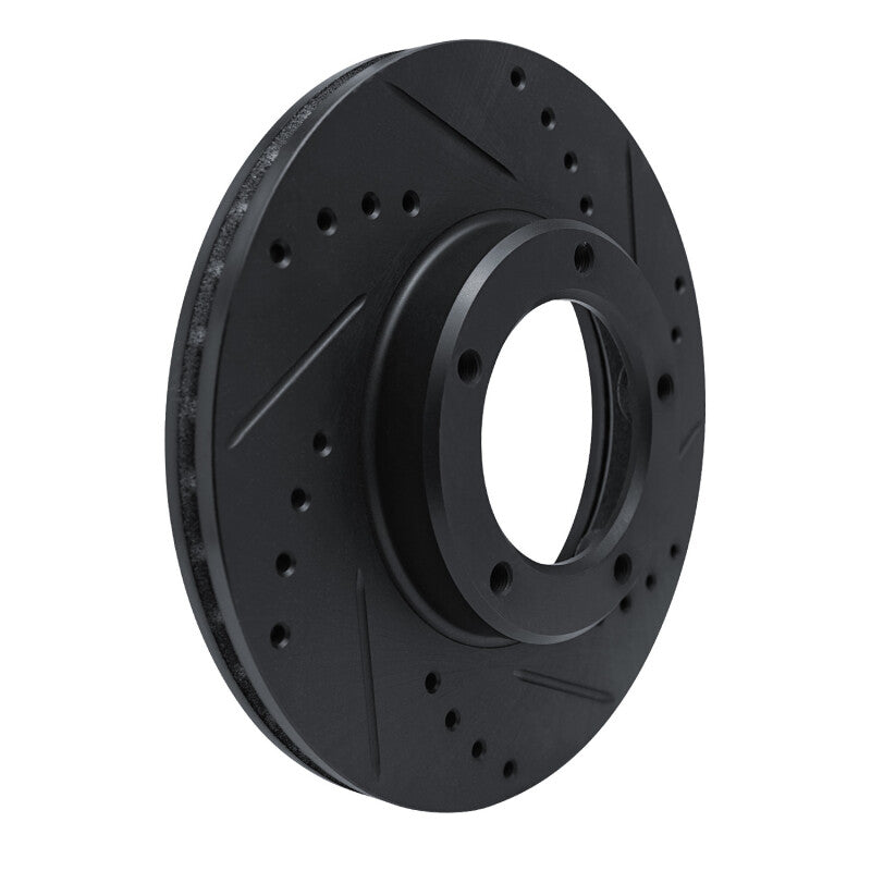 R1 84-95 Toyota Pickup Front Right Drilled & Slotted Black Brake Rotor