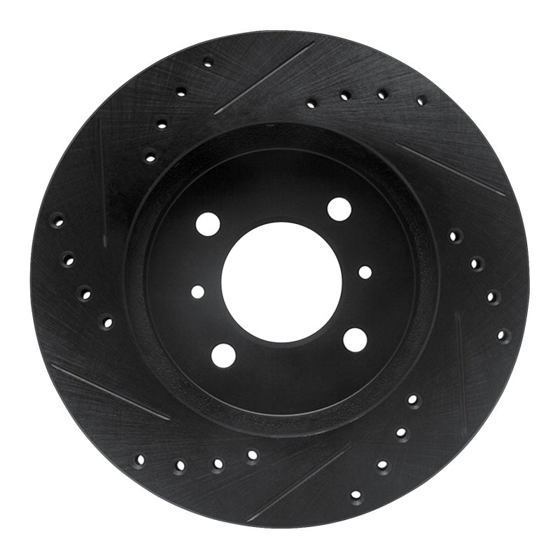 R1 98-07 Mitsubishi Lancer Front Right Drilled & Slotted Black Brake Rotor