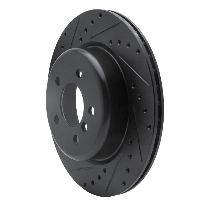 R1 11-16 BMW 535I Rear Left Drilled & Slotted Black Brake Rotor