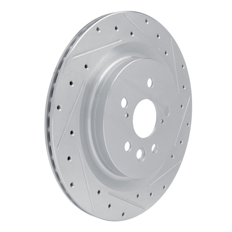 R1 20-25 Lexus RX500h Rear Right Drilled & Slotted Silver Brake Rotor