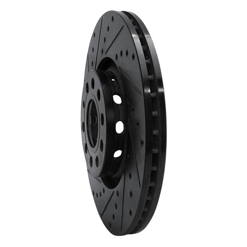R1 97-06 Audi A6 (USA/Canada) Front Left Drilled & Slotted Black Brake Rotor