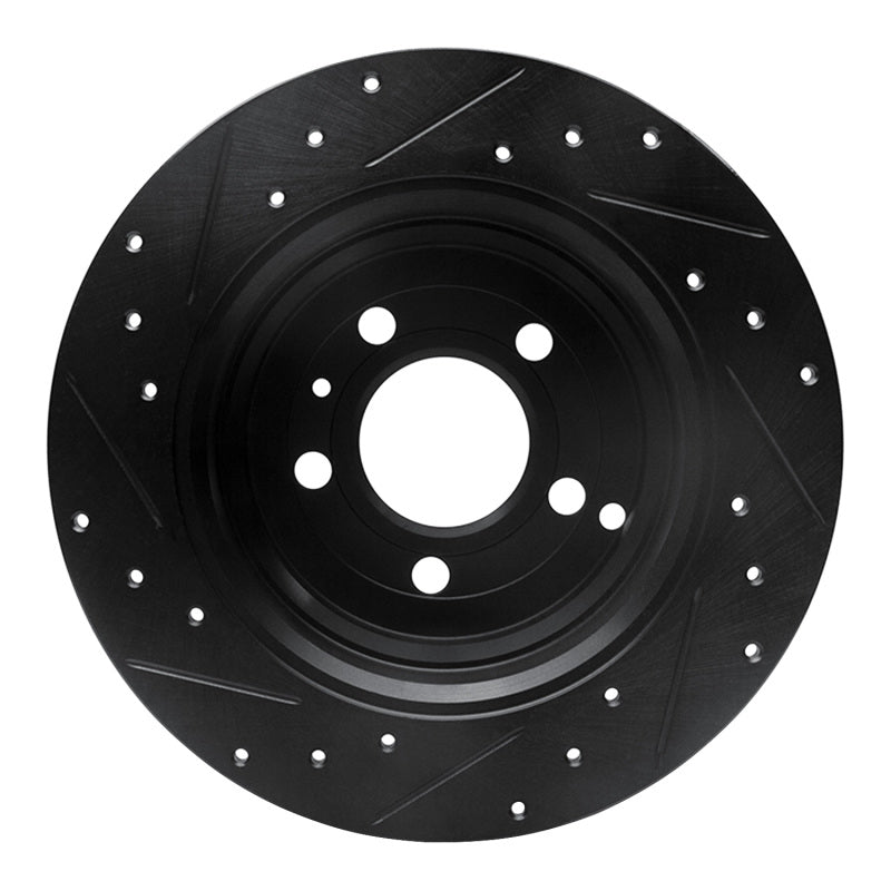 R1 96-04 Volvo C70 Rear Right Drilled & Slotted Black Brake Rotor
