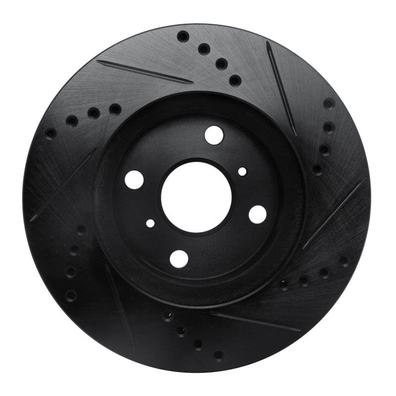 R1 04-06 Scion XB Front Left Drilled & Slotted Black Brake Rotor