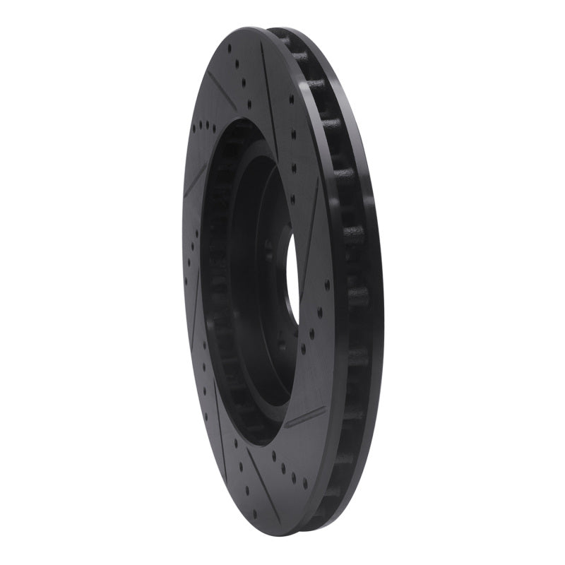 R1 94-04 Ford Mustang Front Left Drilled & Slotted Black Brake Rotor