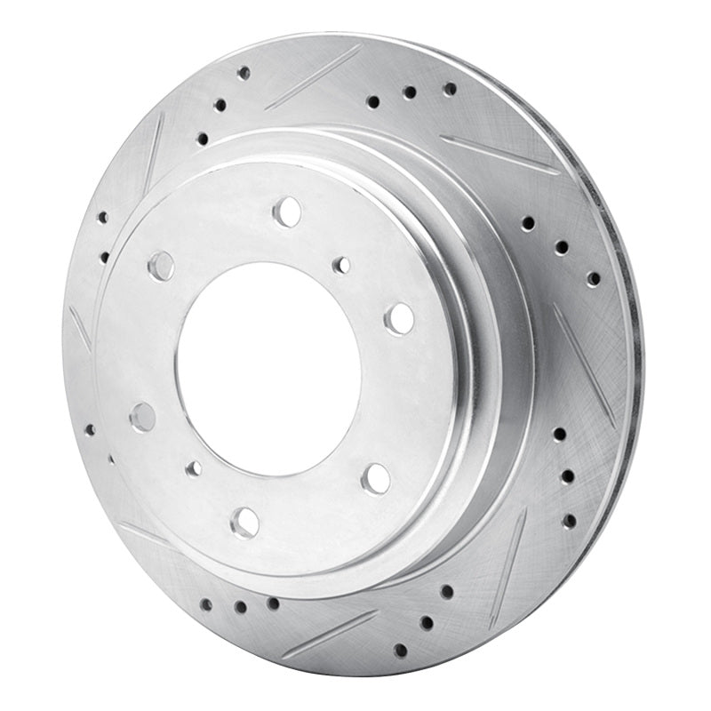 R1 00-06 Mitsubishi Montero Rear Left Drilled & Slotted Silver Brake Rotor