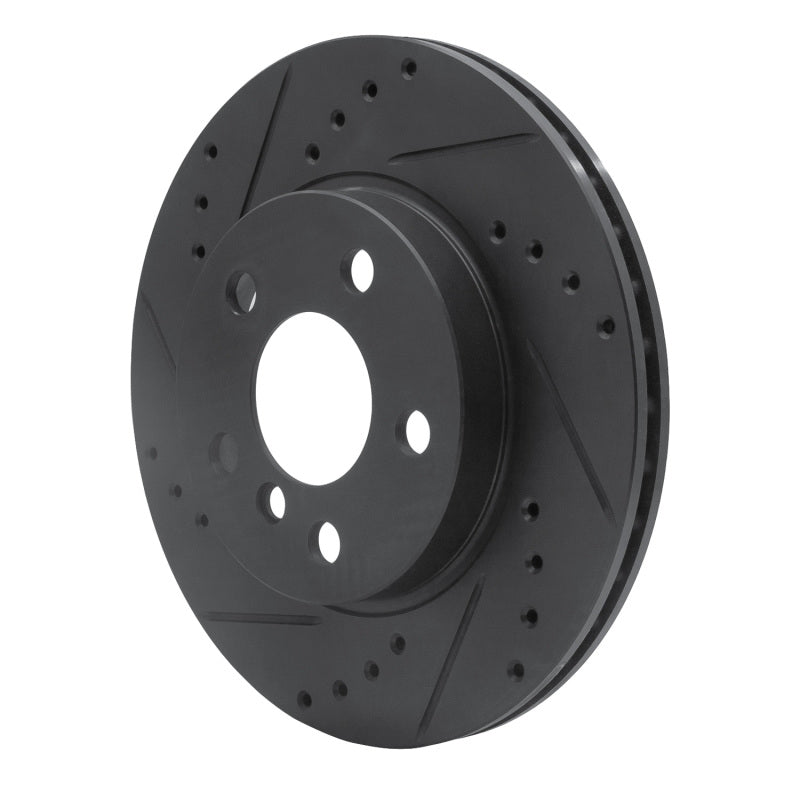 R1 14-21 BMW i3 Front Left Drilled & Slotted Black Brake Rotor