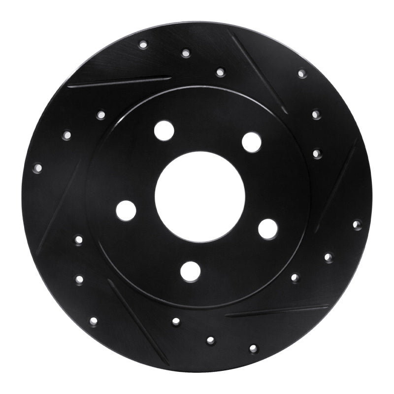 R1 04-12 Chevrolet Malibu Rear Right Drilled & Slotted Black Brake Rotor