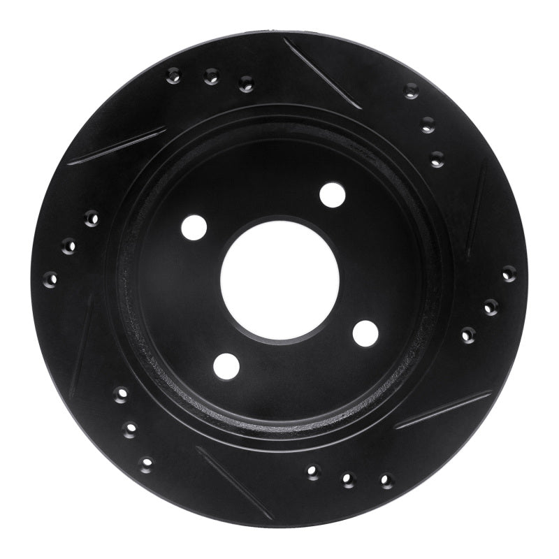 R1 95-04 Ford Contour Rear Left Drilled & Slotted Black Brake Rotor