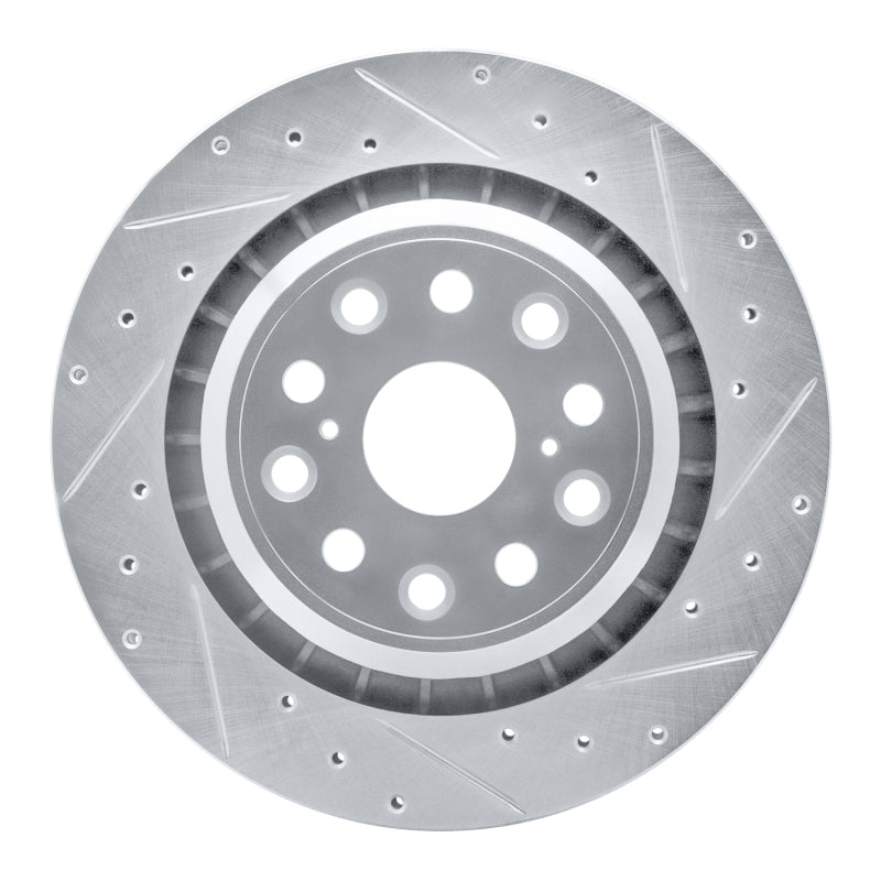 R1 07-17 Lexus LS460 Right Rear Drilled & Slotted Silver Brake Rotor