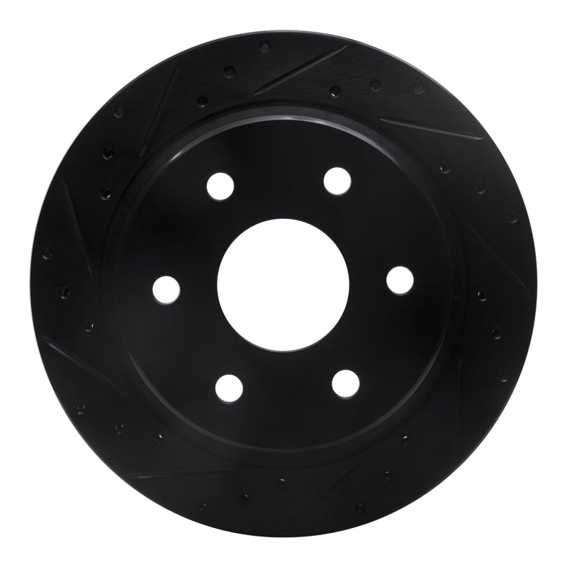 R1 00-14 Cadillac Escalade EXT Rear Left Drilled & Slotted Black Brake Rotor