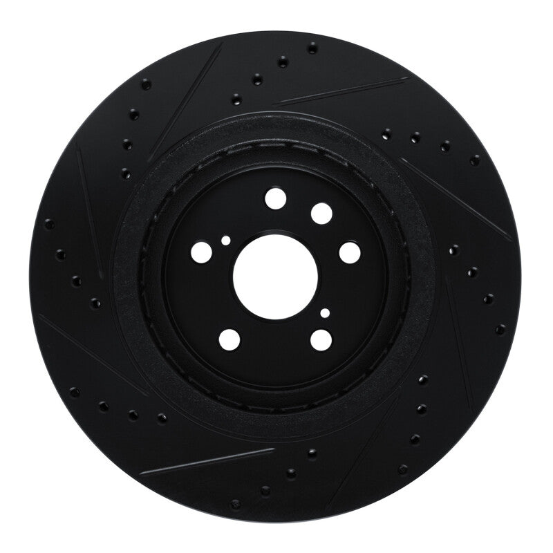 R1 20-25 Lexus RX350 Front Right Drilled & Slotted Black Brake Rotor