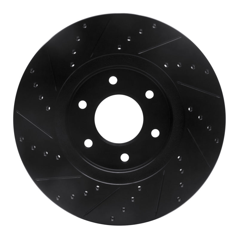 R1 06-09 Chevrolet Trailblazer Front Right Drilled & Slotted Black Brake Rotor