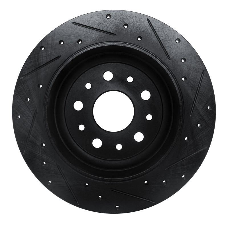 R1 18-25 Jeep Wrangler Rear Left Drilled & Slotted Black Brake Rotor