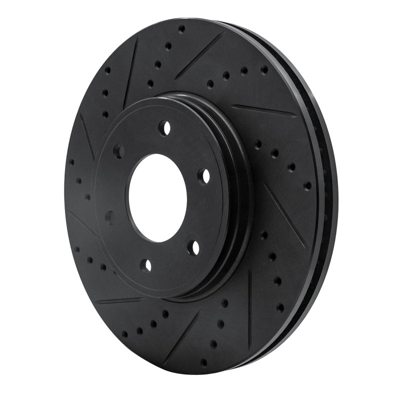 R1 06-09 Chevrolet Trailblazer Front Left Drilled & Slotted Black Brake Rotor