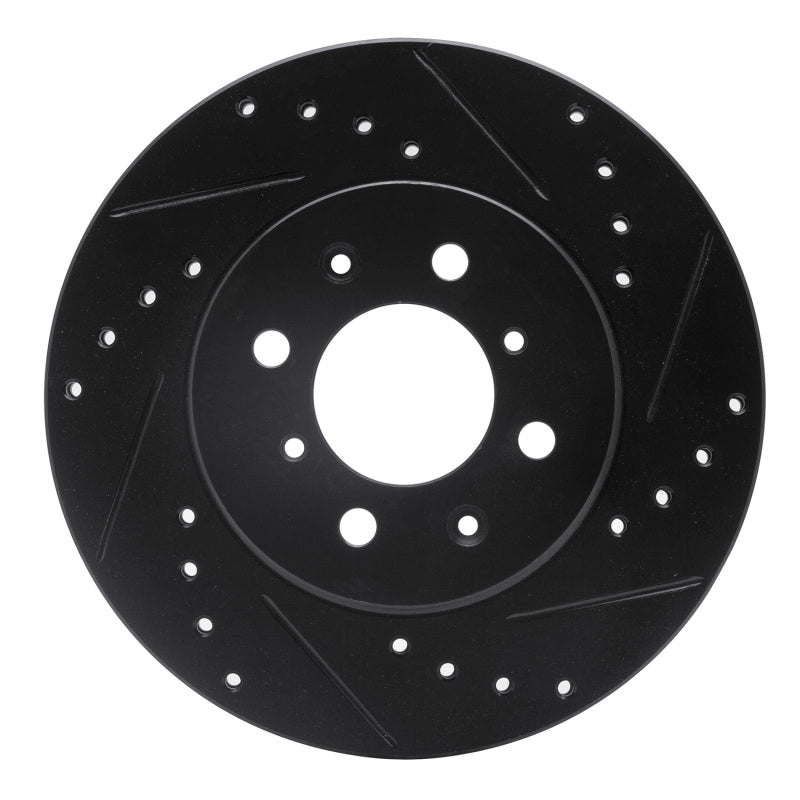 R1 89-96 Nissan 240SX Front Right Drilled & Slotted Black Brake Rotor
