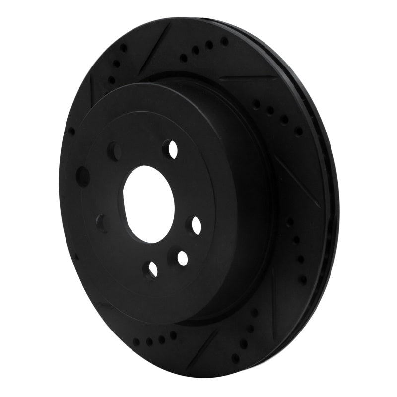 R1 08-12 Land Rover LR2 Rear Left Drilled & Slotted Black Brake Rotor