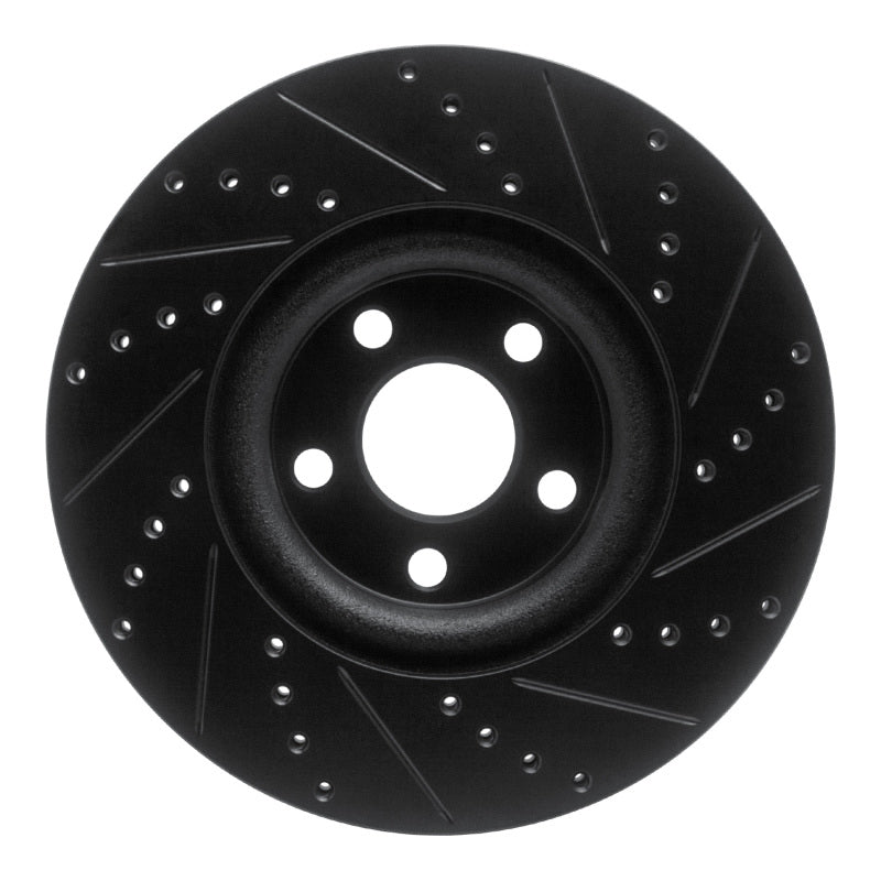 R1 17-20 Lincoln MKZ Front Left Drilled & Slotted Black Brake Rotor