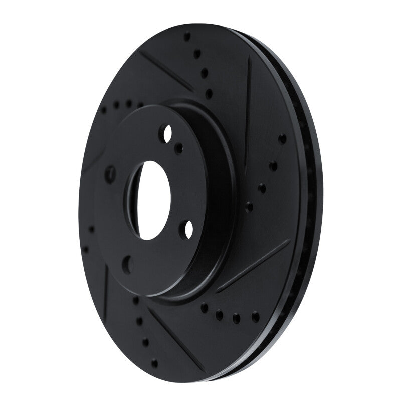 R1 16-25 Mazda 2 (Mexico) Front Right Drilled & Slotted Black Brake Rotor