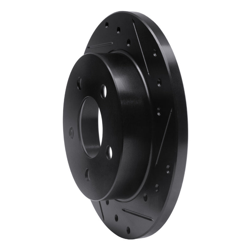 R1 94-04 Ford Mustang Rear Right Drilled & Slotted Black Brake Rotor