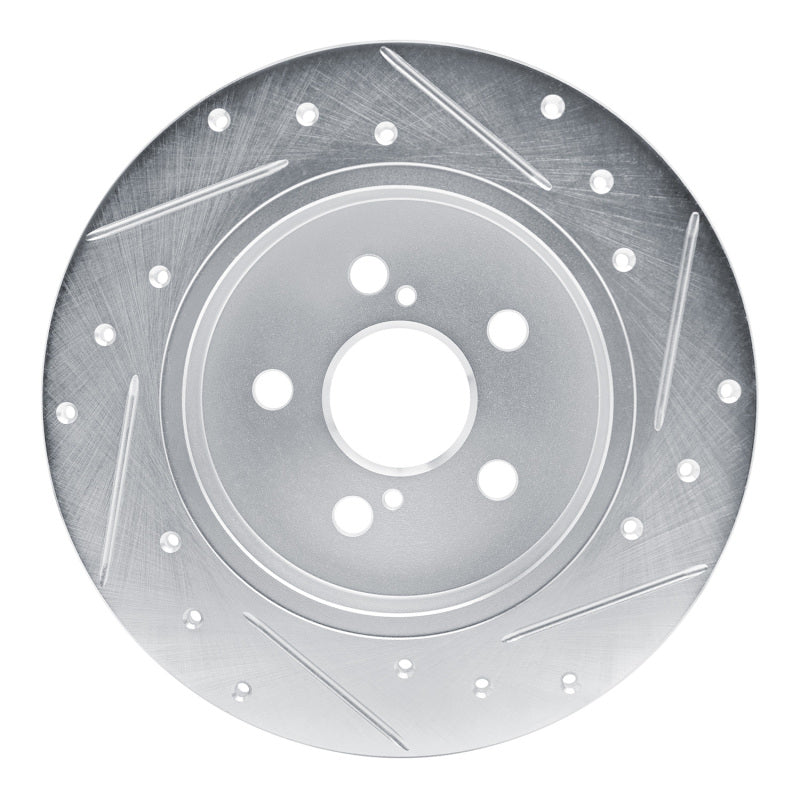 R1 19-25 Toyota Corolla (US/Canada) Rear Left Drilled & Slotted Silver Brake Rotor