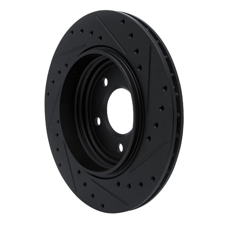 R1 01-06 BMW 330CI Rear Left Drilled & Slotted Black Brake Rotor