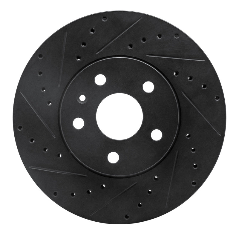 R1 2008-2014 Cadillac CTS Front Left Drilled & Slotted Black Brake Rotor