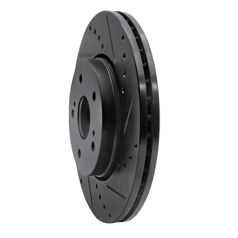 R1 10-13 Suzuki Kizashi Front Right Drilled & Slotted Black Brake Rotor