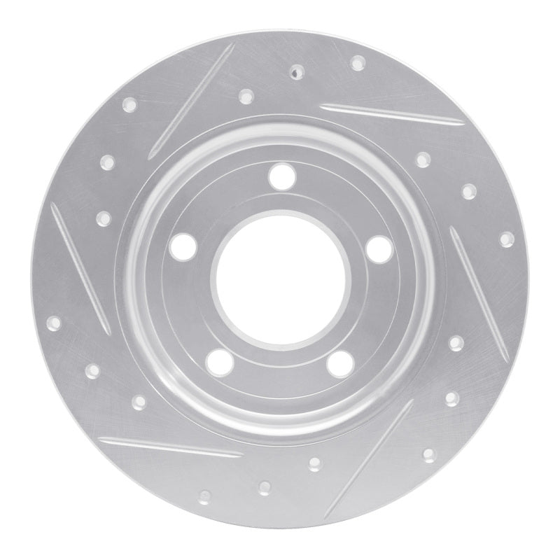 R1 04-13 Mazda 3 Rear Right Drilled & Slotted Silver Brake Rotor