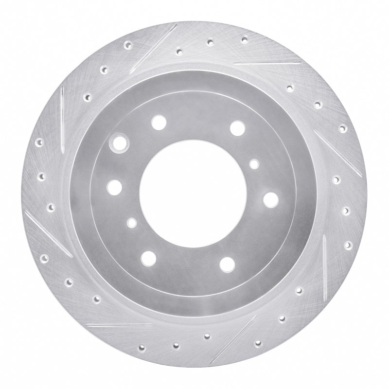 R1 08-14 Mitsubishi Montero Limited (Mexico) Rear Left Drilled & Slotted Silver Brake Rotor