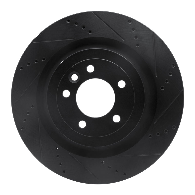 R1 2013-2025 Land Rover Defender 110 Rear Right Drilled & Slotted Black Brake Rotor