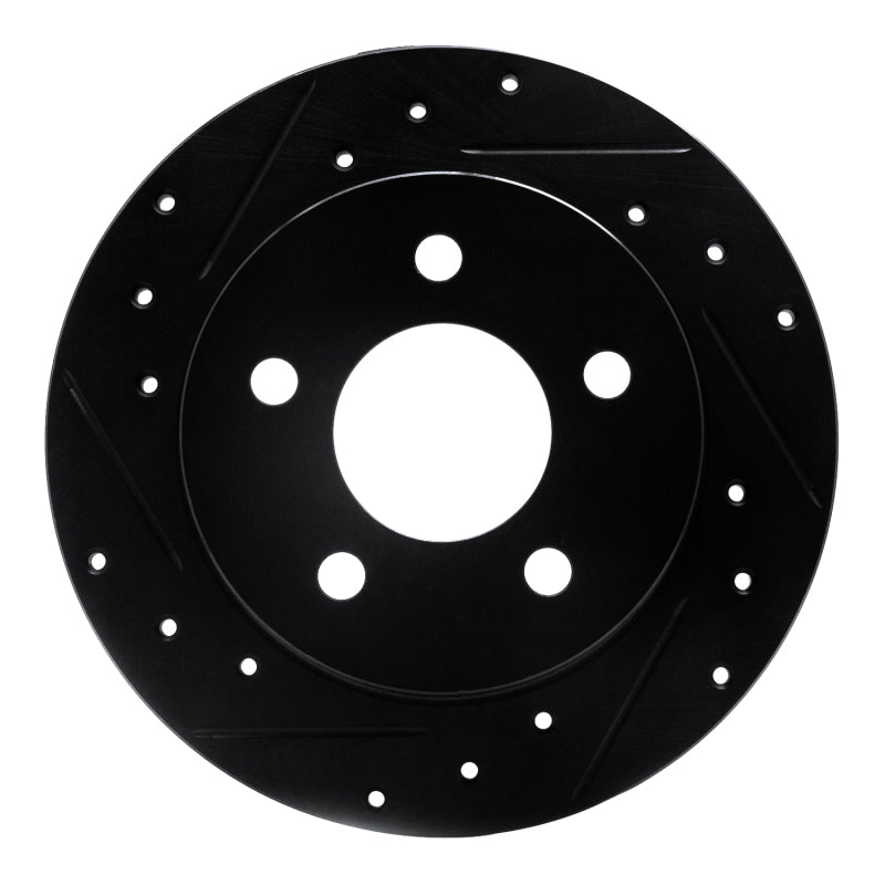 R1 94-04 Ford Mustang Rear Left Drilled & Slotted Black Brake Rotor